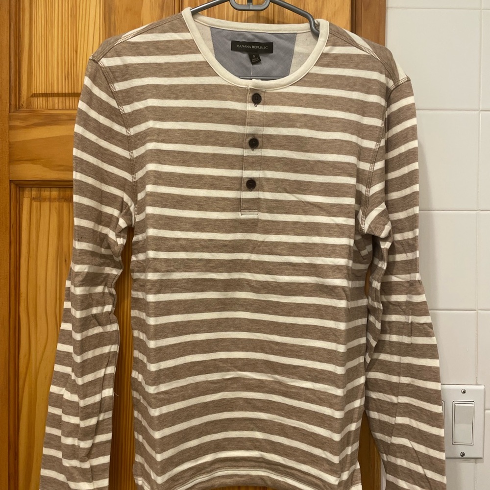 Banana Republic Mens Henley Long Sleeve Shirt, Size Small NWT
